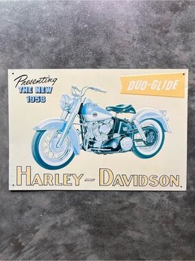 Vintage 90’s Tin Sign Harley Davidson Duo-Glide Made in Great Britain 16”x11”